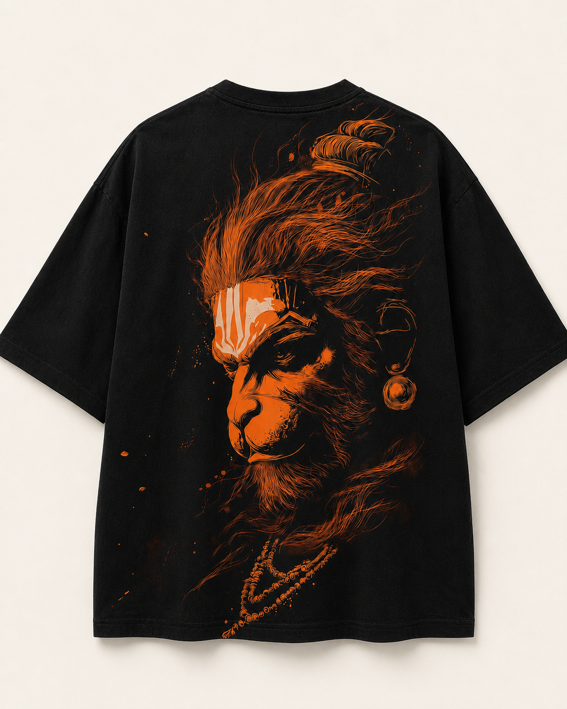 Lord Hanuman Divine Art Oversized Drop Shoulder Tee | Unisex