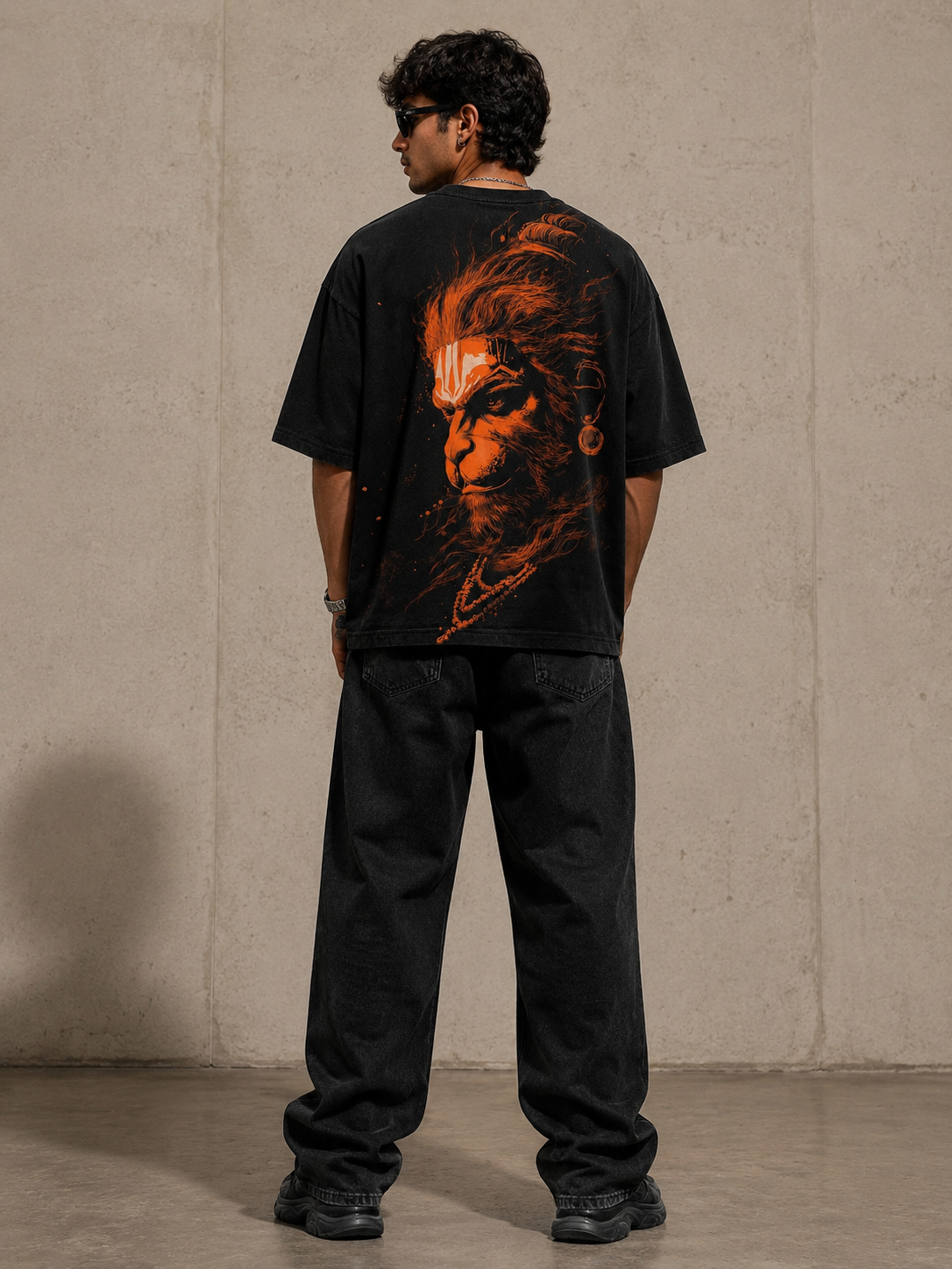 Lord Hanuman Divine Art Oversized Drop Shoulder Tee | Unisex